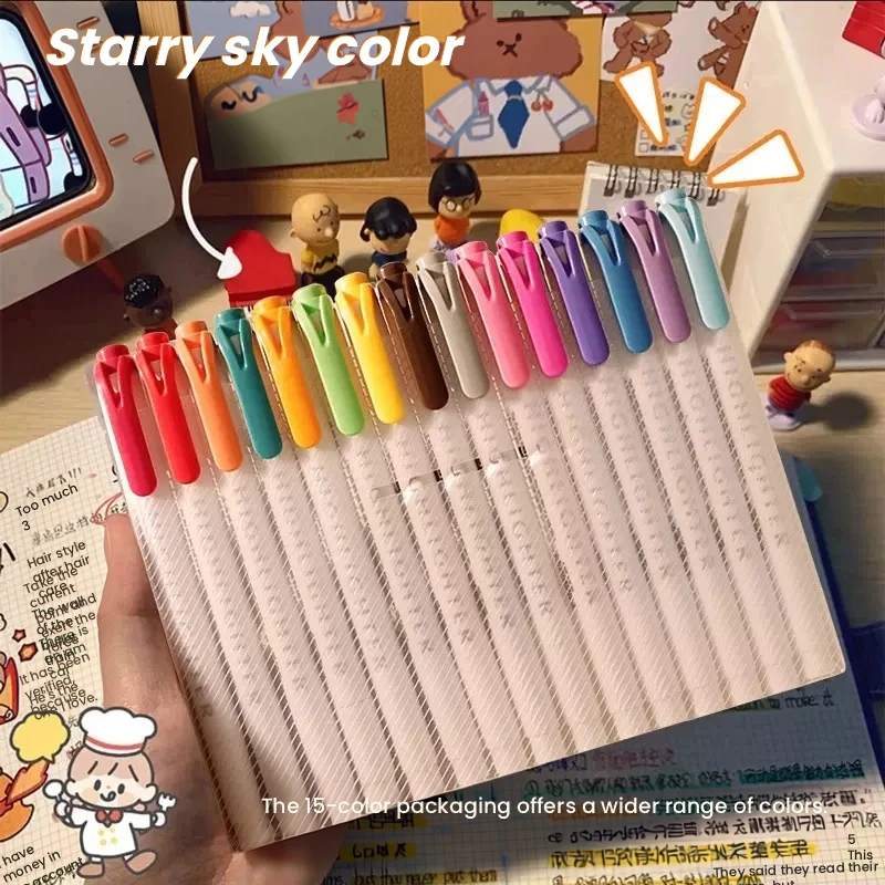 15 Pieces/Set of Double-Ended Highlighters, Cute Colors, Suitable for School, Office, Decoration, Bible, DIY Painting, and Other Occasions