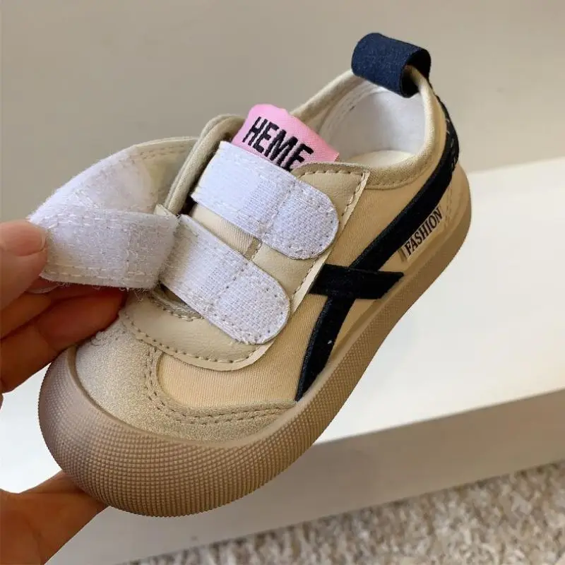 Baby Girls Canvas Shoes Spring Infant Toddler Shoes Breathable Soft Bottom Non-slip Stripe Children Kids Casual Shoes