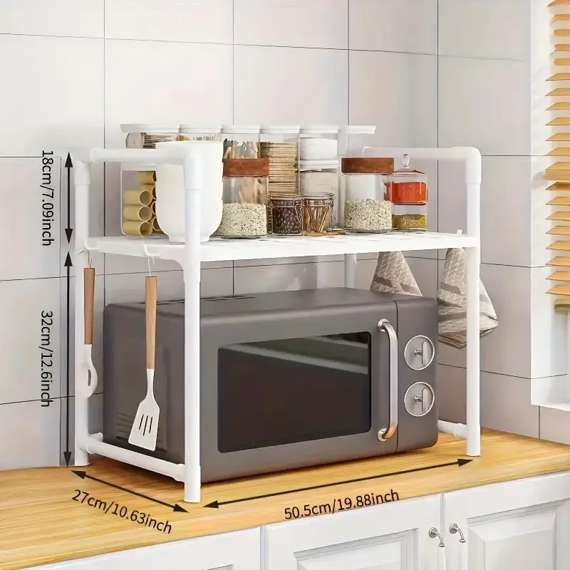 1 PCS Single-Layer Microwave Oven Storage Rack Simple in Design. Equipped with 4 Hooks for Storing Microwave Ovens, Ovens, Etc - view 5