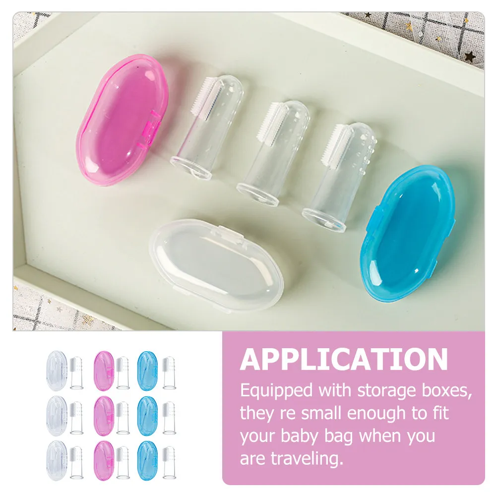 

9Pcs Baby Finger Toothbrush Silicone Oral Cleaning Brush Soft Teething Brush Infant Toddler Oral Care Storage Case