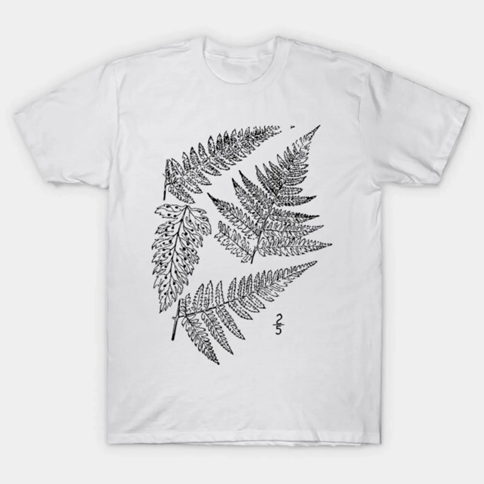 Botanical Scientific Illustration Black and White Fern T Shirt vintage Washed fashion Soft Slightly homme designer clothes