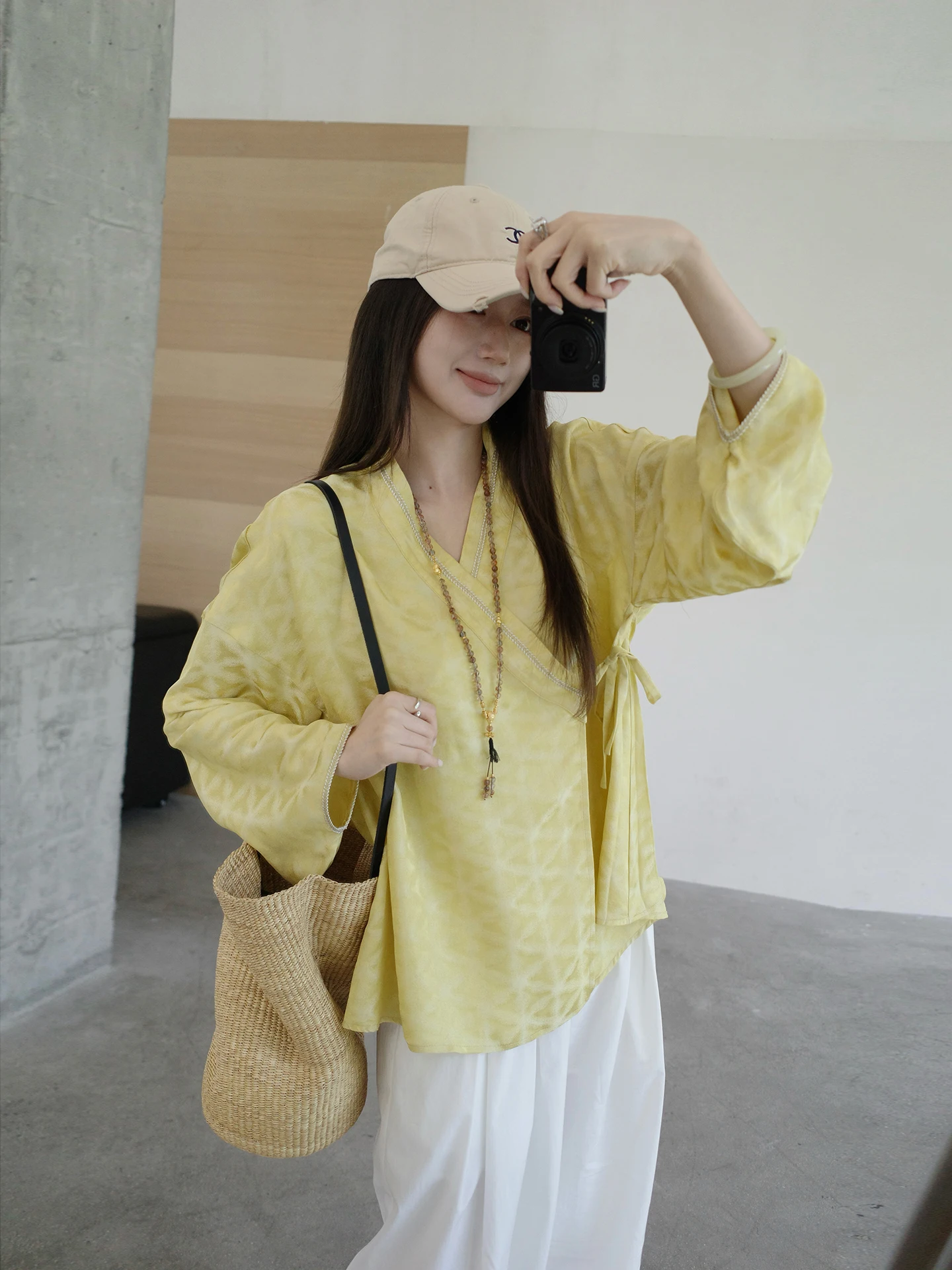 

Camelux Chinese Sle Double Color Silk Satin Embroidered Top 6A Silk Good Lu Pattern Casual Loose Fit Long Sve