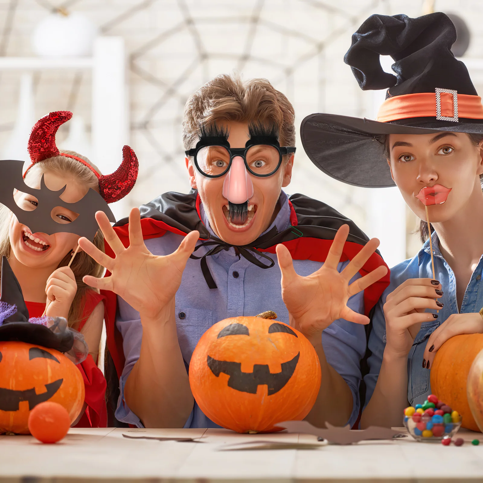 

6 pcs Big Nose Funny Glasses Halloween Party Decoration Glow Props For Costume Masquerade Carnival Light Up Sunglasses