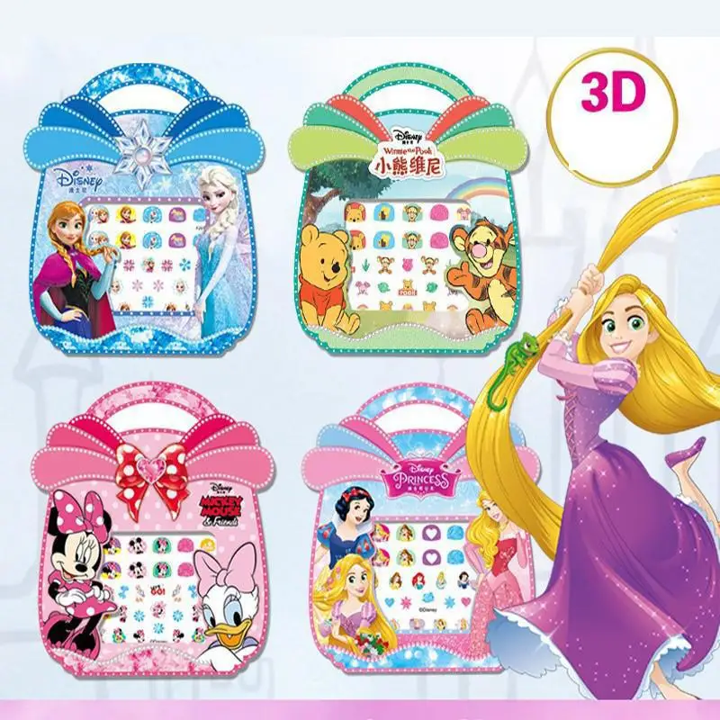 Random 1pcs Frozen Princess Pooh Bear Snow White Makeup Nail Stickers Toys Anime Disney Stitch Mickey Minnie Kids DIY Gifts