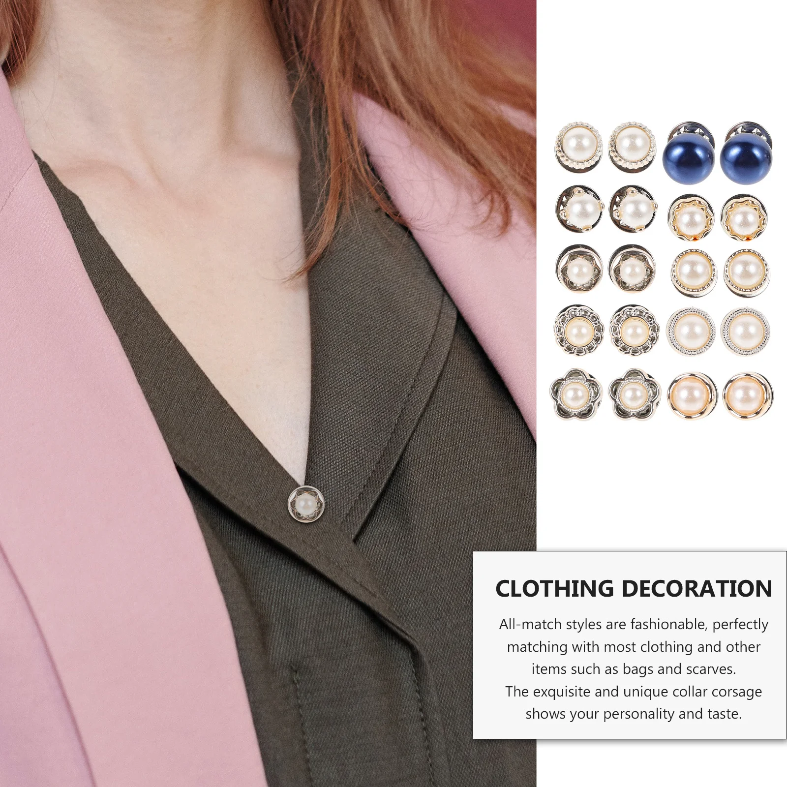 

20Pcs Snap Buttons Cloth Detachable Fasteners Nail Free Brooches Anti Peering Safety Buckles for Shawl Coat Clothing Decorations