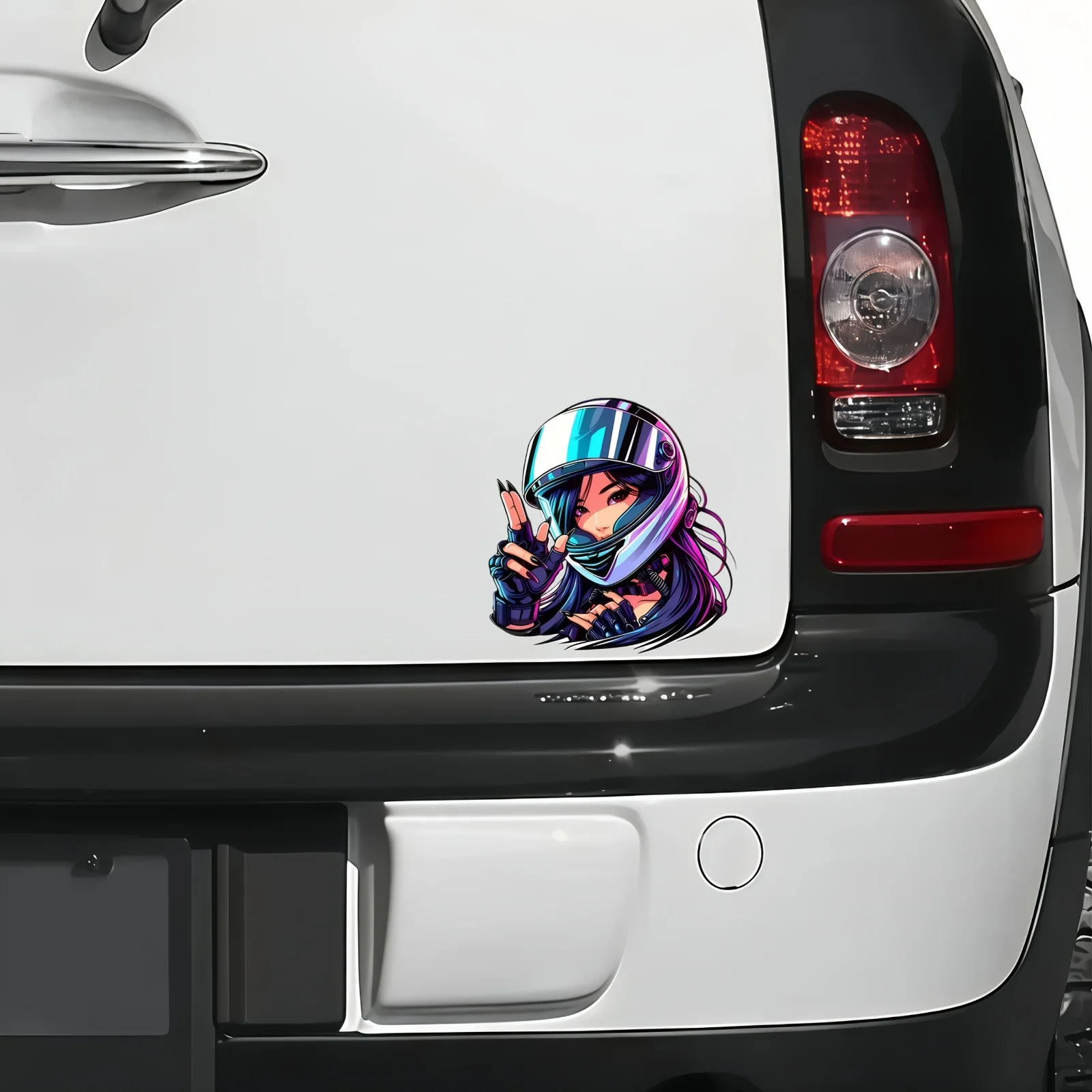 Anime Helmet Biker Girl Waterproof Vinyl Stickers for Car Motorcycle Laptop Luggage view 4