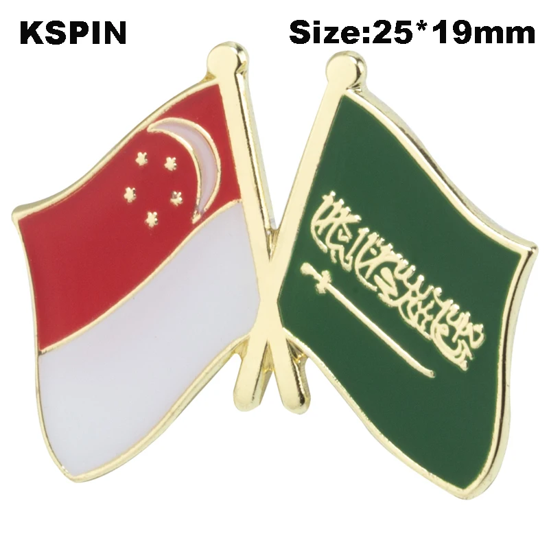 

5pcs a lot Singapore & Saudi Arabia Flag Lapel Pin Friendship Flag Badge Flag pin