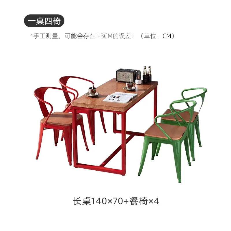 American wrought iron solid wood dining table and chair combination industrial style restaurant bar barbecue music dining bar na