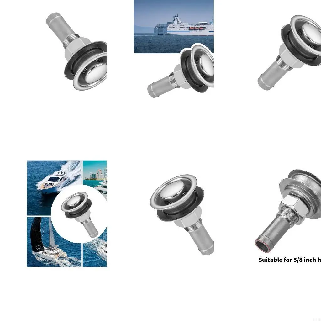Boat Vent Fitting 316 Stainless Steel 5/8 In Hose Connection with Covered Top, Threaded Body and Locknut for H9EE