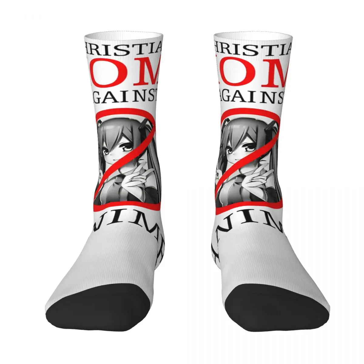 Christian Moms Against Anime Socks Harajuku Stockings Adults Men Breathable Skateboard Socks Autumn Custom Anti-Slip Socks