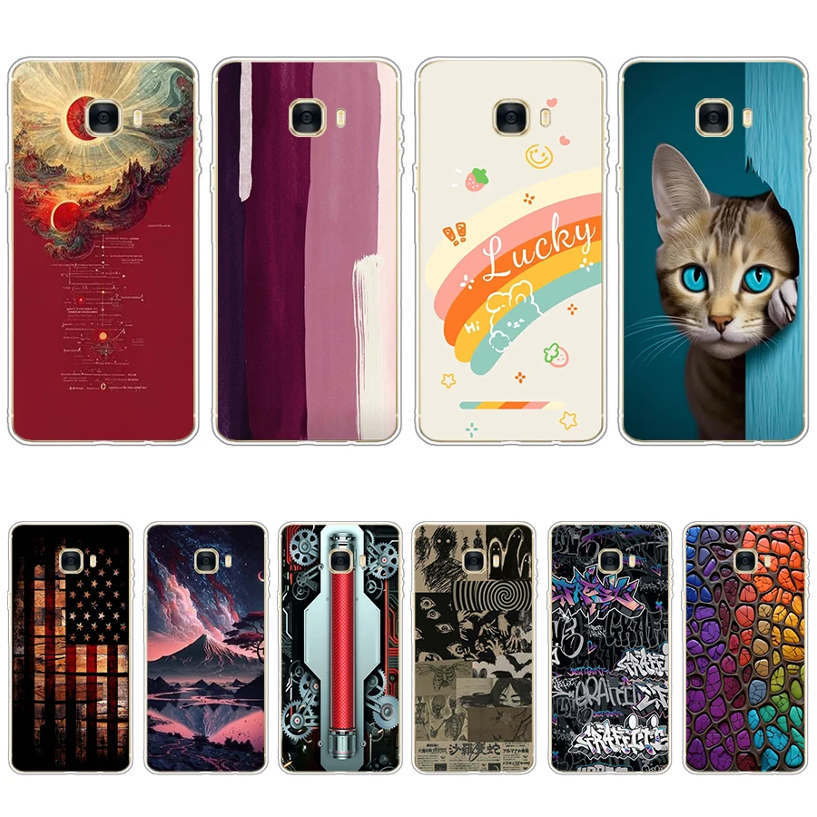 S2 colorful song Soft Silicone Tpu Cover phone Case for Samsung Galaxy C7/C7 Pro/C9 Pro