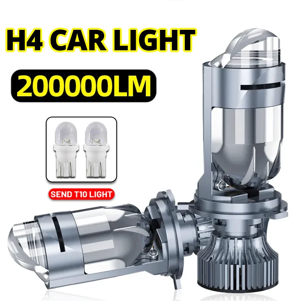 700W H4 LED Projector Lens Auto H4 LED Headlight Bulb Kit Conversion High Beam Low Beam 200000LM 6000K Turbo Fan Car Light Lamps