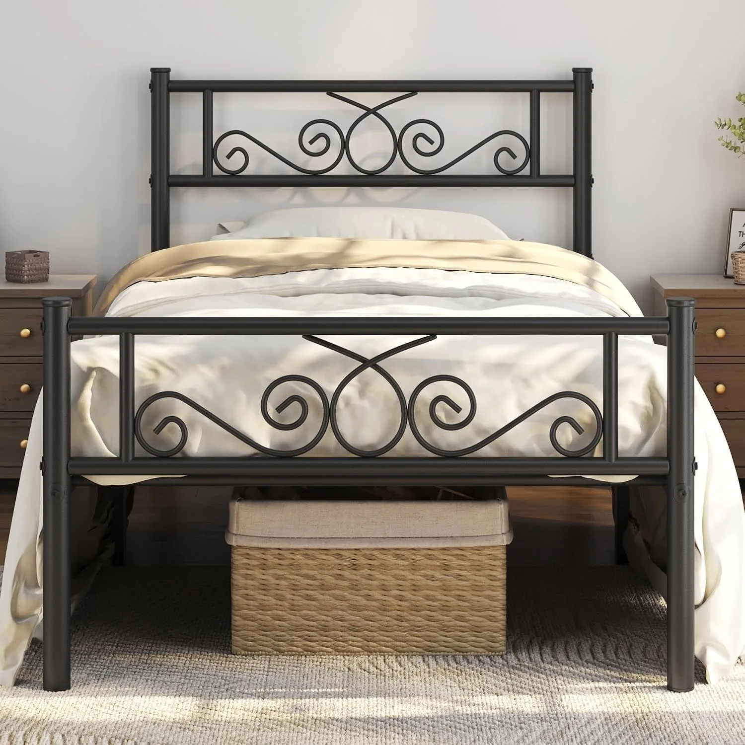 Twin Bed Frames Metal Platform Bed with Headboard and Footboard No Box Spring Needed Easy Assembly, Customized