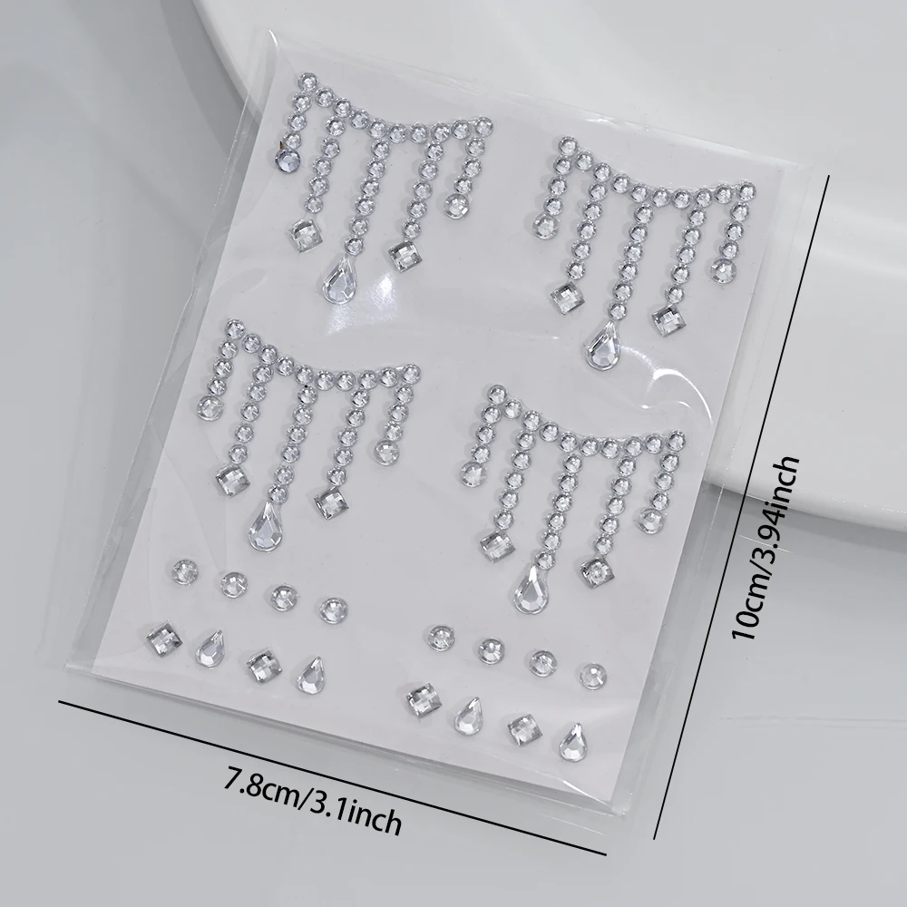 1 قطعة ثلاثية الأبعاد الماس الدمعة الأحجار الكريمة ملصقات الوجه تألق كريستال زجاج الراين ملصقات لجميع القديسين تأثيري الوجه ماكياج الديكور #6