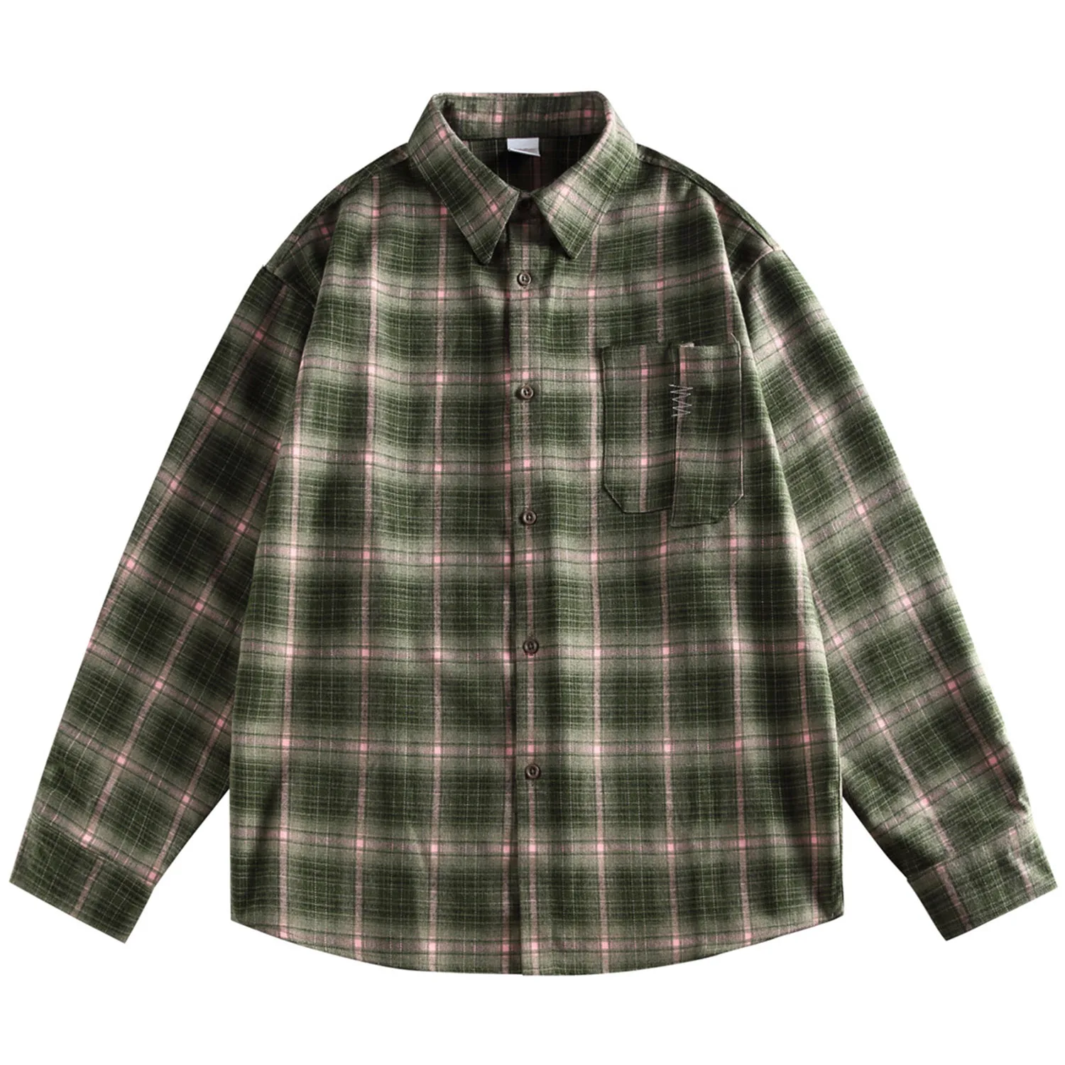 

Японская ретро-рубашка в клетку с длинными рукавами для мужчин и женщин, свободная рубашка из начесанной ткани в рабочем стиле для пар, трендовая повседневная куртка