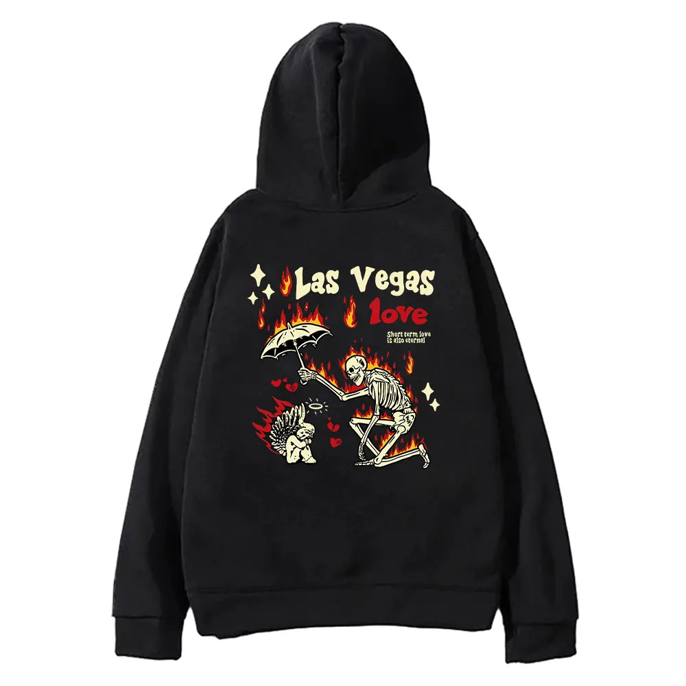 

Skeleton Manga Printed Hoodies Vintage Gothic Las Vegas Love Graphic Streetwear Fleece Warm Oversized Women Sweatshirts Clothing