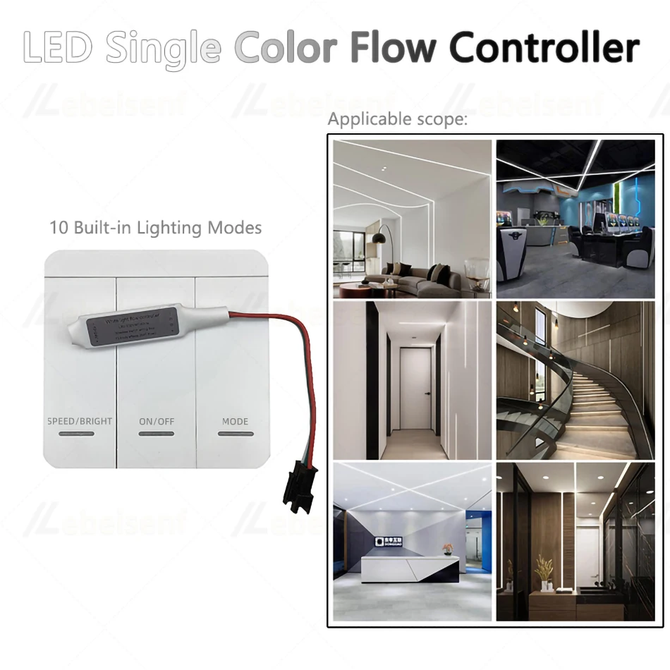 Pasek płynąca woda LED RF kontroler światła 12V 24V DC 2048 Pixel pojedynczy kolor 3-klawiszowy DimmerWireless 86 Panel