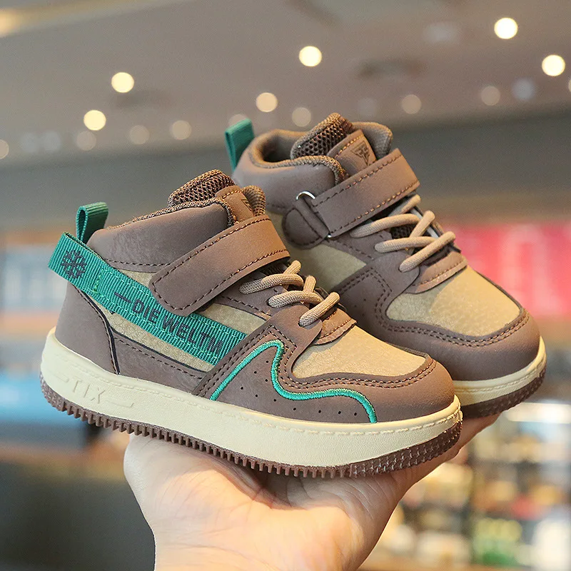 Student Non-slip Sneakers Boys and Girls Casual High-top Shoes Kids Outdoor Hiking Shoes Fashionable Children's Sports Shoes