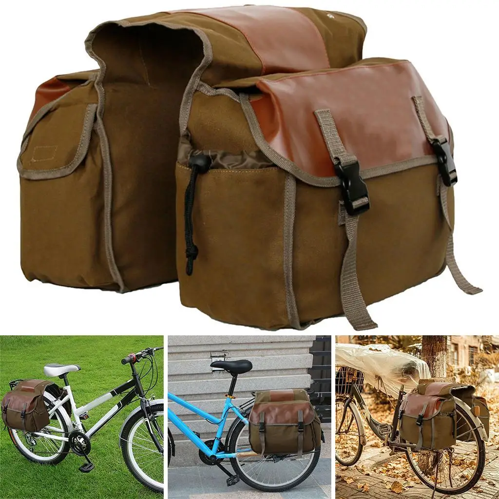 Waterproof Bike Double Pannier Bags Large Compartments for Bicycle Black