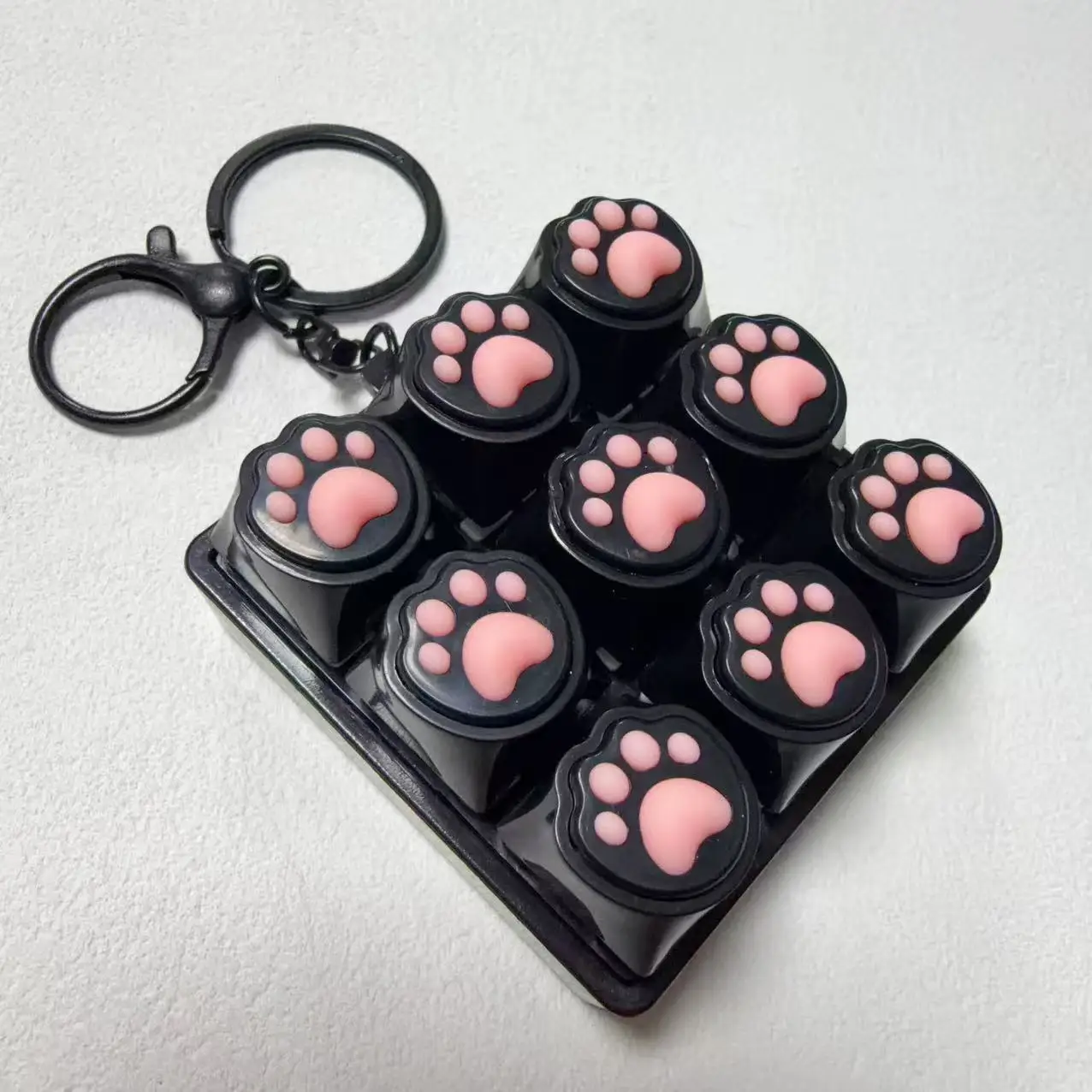 Keyboard Key Fidget Keychain Decompression DIY Keycaps Cat Paw Button Keycap Clicker Toy Relaxing Sensory Play