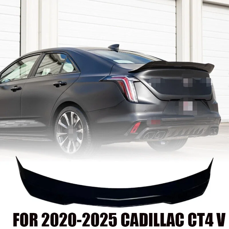 

Car Spoilers For Cadillac CT4 2020-2025 Black Wing Glossy High Kick Duckbill Box Spoiler Automotive Parts Tail Wing