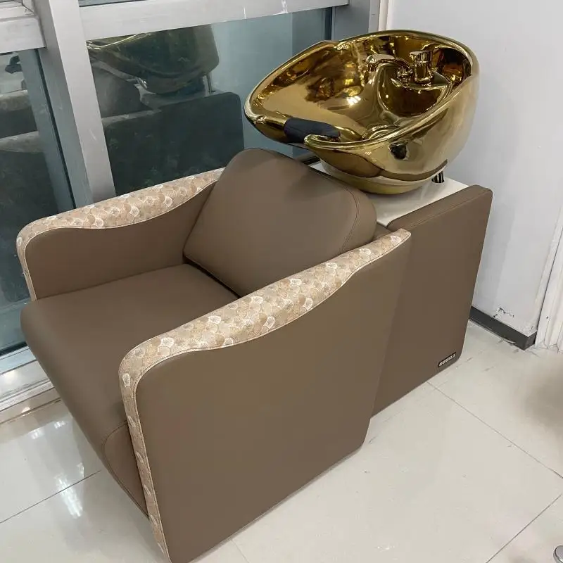 

*Barber shop small shampoo bed sitting recliner special ceramic deep basin flushing bed for hair salon