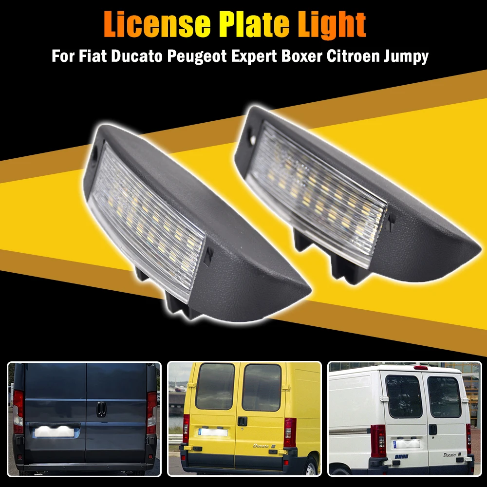 For Fiat Ducato Scudo Citroen Jumpy Peugeot Boxer 2PCS LED Number License Plate Lights Replace OE Number 1303499808