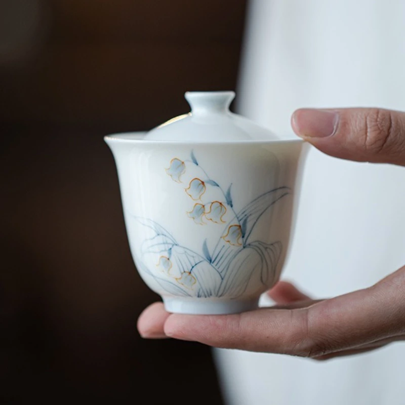 

Hand-painted Blue And White Teacup Luxury Tea Bowl Single Cups Tea-tasting Meditation Cup Chazhan Master Cups Gift