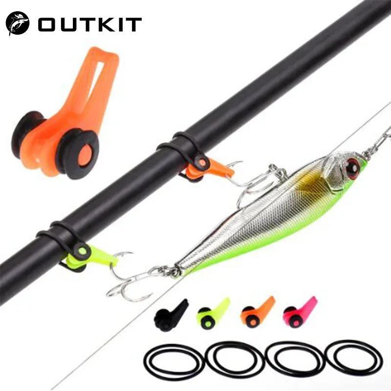 OUTKIT 5pcs/lot Multicolor Plastic Fishing Hook Keeper Rod Pole Fishing Lures Bait Safety Holder Fishing Tackle Accessories