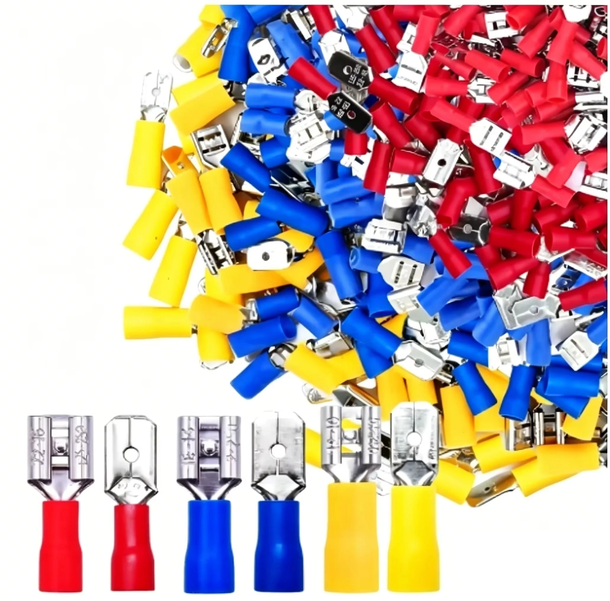 60PCS Male & Female Insulated Spade Connectors, 6.3mm (1/4