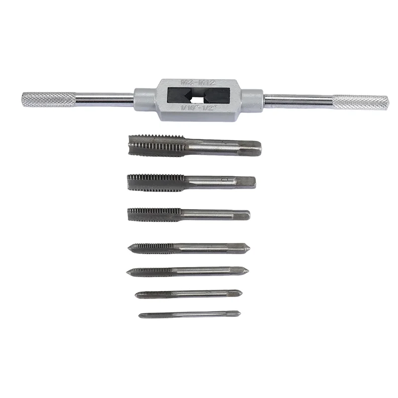 

ABFI 8 In 1 Tap Tool Set Thread Metric Machine Hand Screw Thread Plug Taps Set