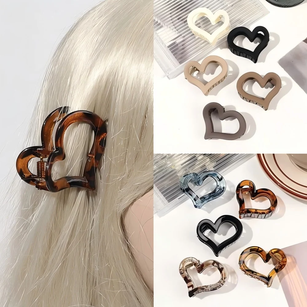 5 قطعة مشبك شعر على شكل قلب الفهد للنساء بني متوسط نونسليب مقابض شعر للشعر الرقيق السميك دبابيس شعر لطيفة إكسسوارات الشعر #1