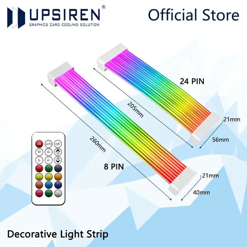 UPSIREN Suitable For Graphics Card 24pin/8pin/2x8pin/12VHPWR/Bendable ARGB Light Board，Computer Case Decorative Light Strip
