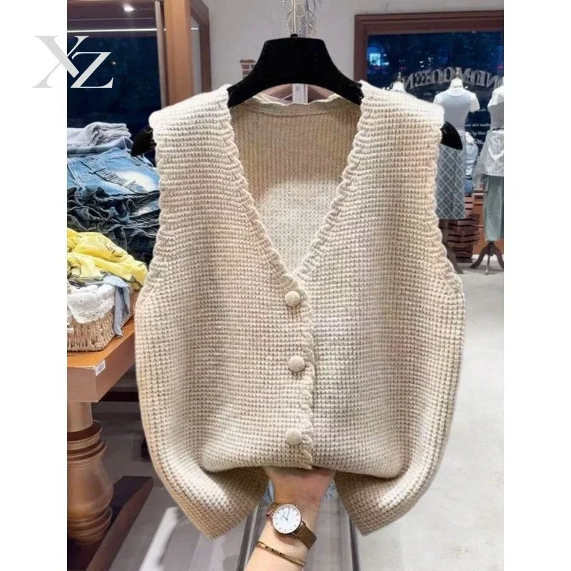 Hot Sale V-Ne Knitted Vest Outerwear Svel Autumn Faion Women's Jaet Casual Sle Commute Wind No Brand Chinese Made