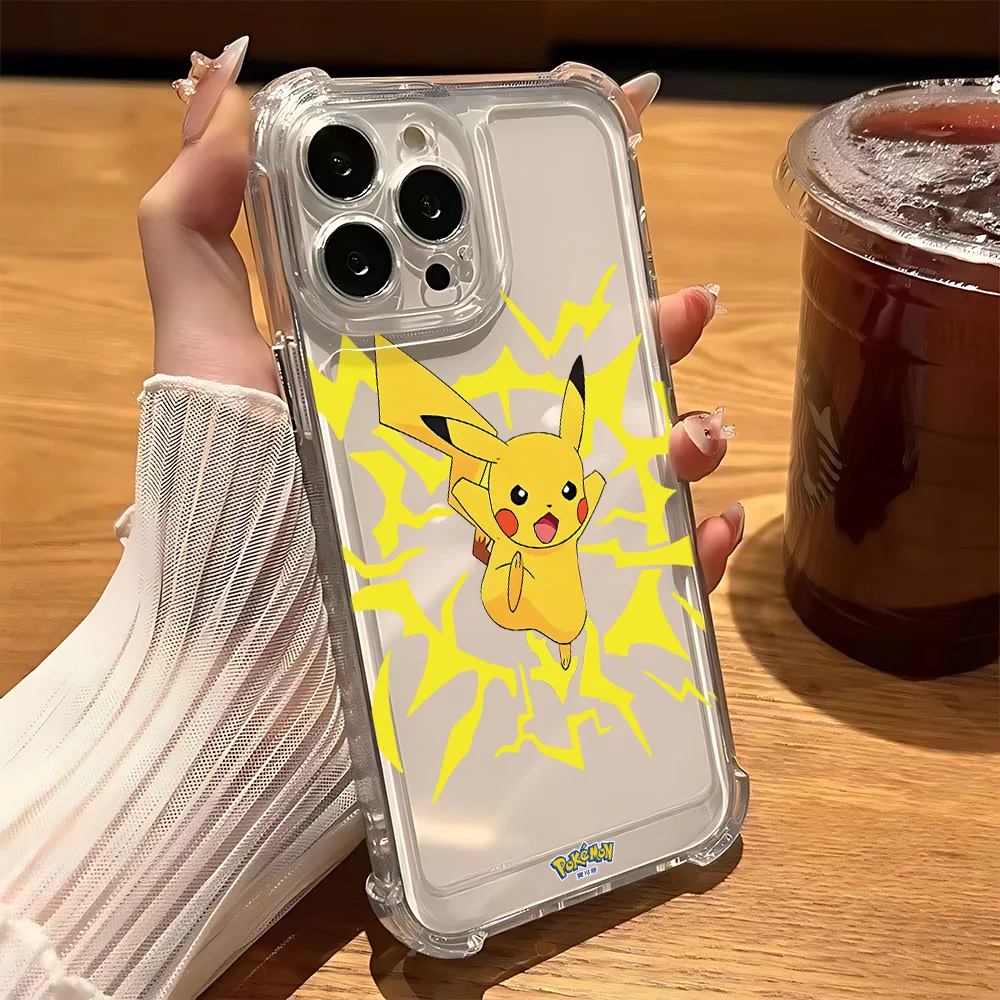 Anime Pikachus Snorlaxs Gengars Phone Case for IPhone 16 15 14 13 12 11 Mini Pro Max X XR XSMax 8 Plus SE2020 Transparent Cover