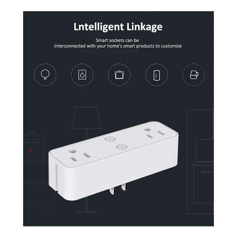 Dual Socket Plugs Wifi Outlet Extender Dual Socket Plugs Works With For Alexa, Home Assistant,No Hub Required US Plug