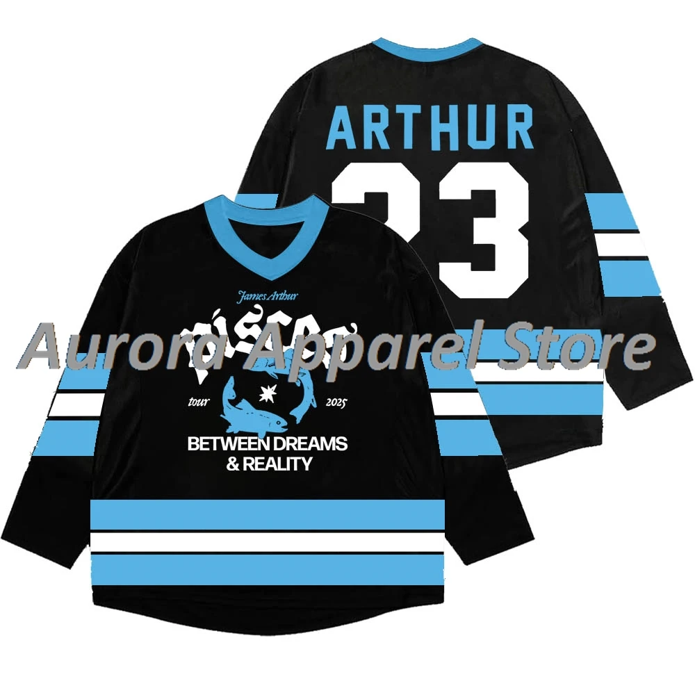 جيمس آرثر 23 هوكي جيرسي The Pisces World Tour Merch النساء الرجال أزياء بلوزات طويلة الأكمام
