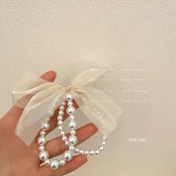 texture double-layer pearl soft yarn bow hair ring can be used as a bracelet gentle super fairy head rope high elastic hair rope