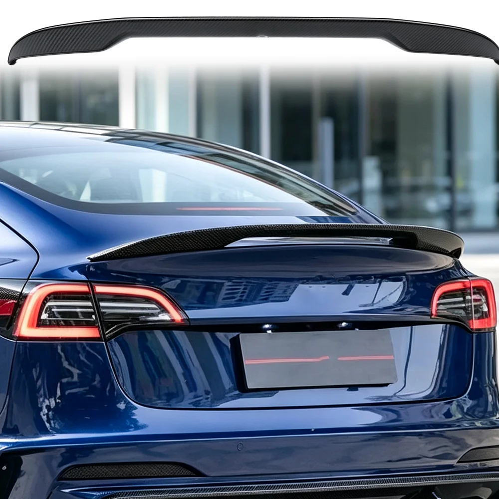 for Tesla 3 2019-2023 pure carbon fiber rear spoiler luggage compartment pressure wing sedan body kit modification accessories 5