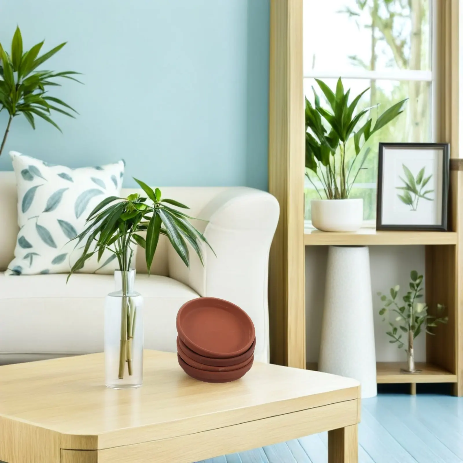 4Pcs Terracotta Plant Saucer Set Natural Clay Round Pot Drainage Tray Indoor Outdoor Small Planter Drip Tray Water Catcher