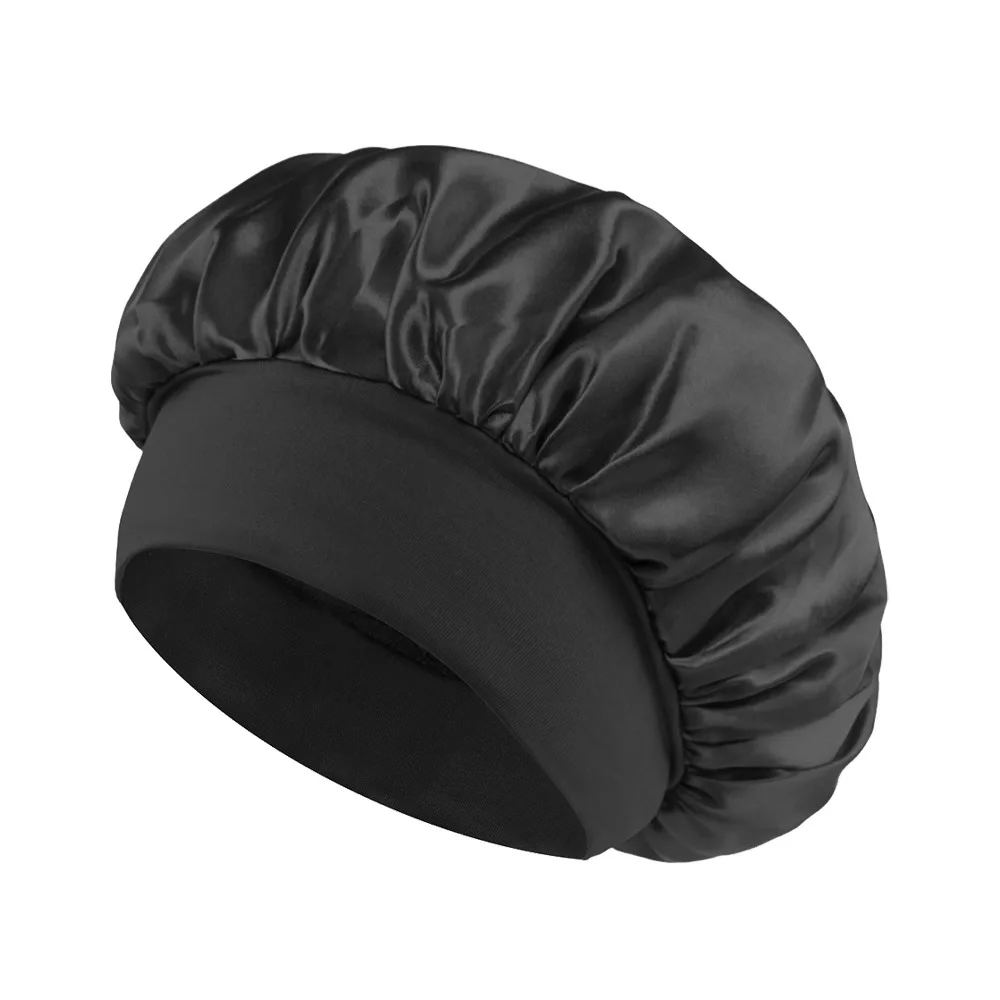 Kinder Mädchen Jungen Satin Nacht Schlaf Kappe Breites Band Elastische Turban Motorhaube Haarpflege Beanie Schlummertrunk Schal Bandana Kopfbedeckung Kinder – Detail 1