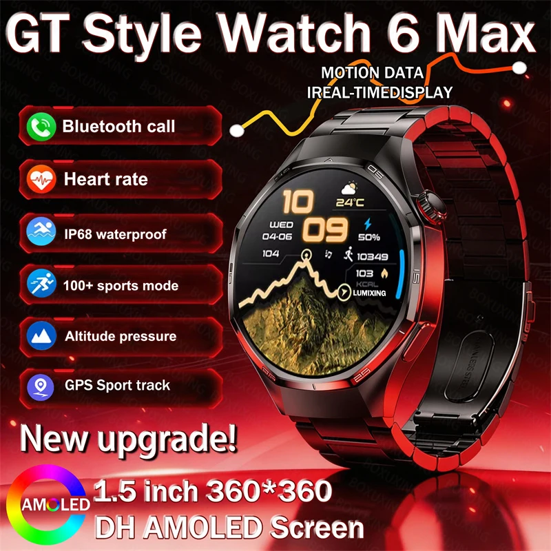 

Global version GTS 6 Watch Pro Smartwatch GPS Track Heart Rate Blood Oxygen AMOLED HD Call Sport IP68Waterproof Smart Watch