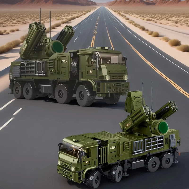 

1000-piece building block assembled armor air defense system combat vehicle tank model. It is a favorite toy for teenagers. It i