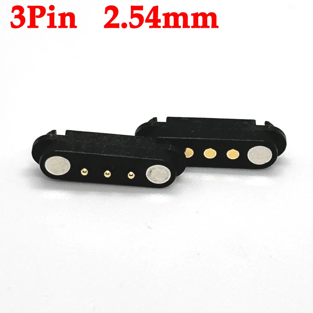1sets 2A 3Pin Waterproof DC Magnetic Pogo Pin Connector Male Female Spacing 2.54mm Spring Loaded DC Power Socket