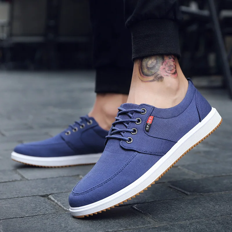 Classic Men Canvas Shoes 2024 New Breathable Men Casual Shoes Comfortable Lace Up Loafers Fashion Anti-Slip Vulcanize Shoes Male