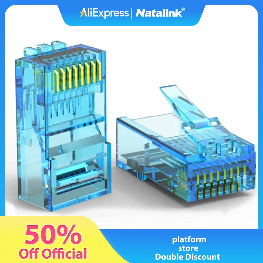 

Natalink 50 шт. CAT6/5e RJ45 концы разъем Ethernet кабель обжимной позолоченный UTP стандартная сеть Ethernet модульная красочная вилка