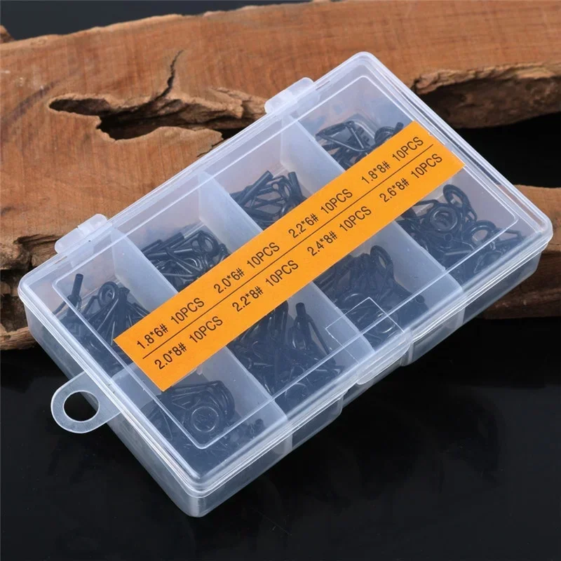 80 stücke schwarz Multi-Gauge Marine Rute Führungs ring Set Edelstahl Keramik Köder Ring Angel gerät Werkzeuge Zubehör Zubehör – Detail 7