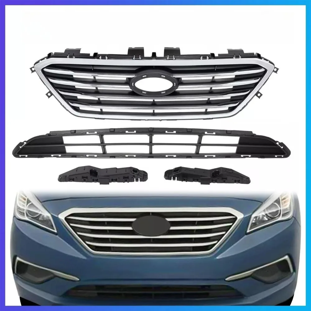 For 2015 2016 2017 Hyundai Sonata Front Upper Lower Grille W/ Bumper Bracket