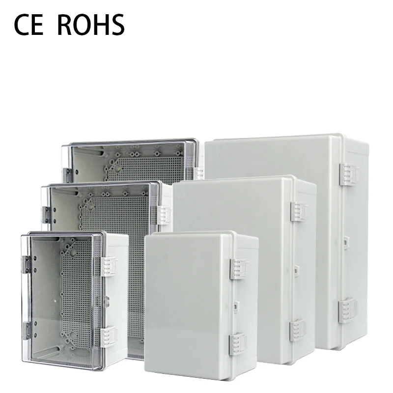 IP66 Abs Pc Gray/Transparent Cover Enclosure Power Junction Box Hinge Outdoor Waterproof Plastic Electrical Distribution Box