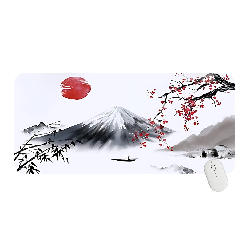 Black and white ink painting mouse pads art computer game accessories Keyboard pad non-slip plus long table mat multiple models